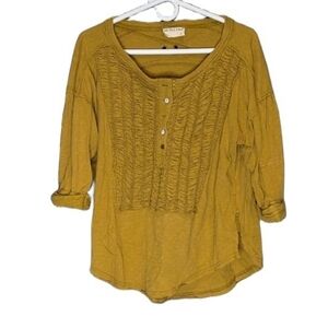 Free People We The Free Redone Tee Mustard Yellow Loose Fit Tunic Size XS